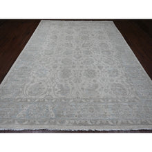 Load image into Gallery viewer, 9&#39;2&quot;x11&#39;10&quot; Pearl White, Washed Out Peshawar with All Over Leaf Design, Hand Knotted, Vegetable Dyes, 100% Wool, Oriental Rug FWR121002