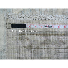 Load image into Gallery viewer, 9&#39;2&quot;x11&#39;10&quot; Pearl White, Washed Out Peshawar with All Over Leaf Design, Hand Knotted, Vegetable Dyes, 100% Wool, Oriental Rug FWR121002