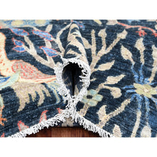 Load image into Gallery viewer, 10&#39;1&quot;x10&#39;1&quot; Denim Blue, Hand Knotted, Afghan Peshawar with Birds of Paradise Design, Soft and Shiny Wool, Vegetable Dyes, Square, Oriental Rug FWR121008