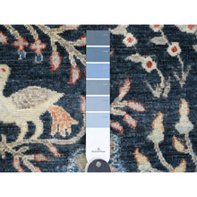 Load image into Gallery viewer, 10&#39;1&quot;x10&#39;1&quot; Denim Blue, Hand Knotted, Afghan Peshawar with Birds of Paradise Design, Soft and Shiny Wool, Vegetable Dyes, Square, Oriental Rug FWR121008