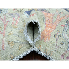 Load image into Gallery viewer, 10&#39;x10&#39; Pistachio Green, Hand Knotted, Afghan Peshawar With Birds Of Paradise Design, Soft Wool, Natural Dyes, Square, Oriental Rug FWR121014