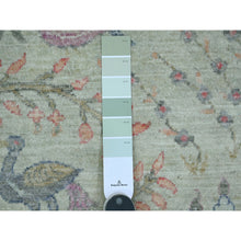 Load image into Gallery viewer, 10&#39;x10&#39; Pistachio Green, Hand Knotted, Afghan Peshawar with Birds of Paradise Design, Soft Wool, Natural Dyes, Square, Oriental Rug FWR121014