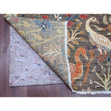 Load image into Gallery viewer, 9&#39;x12&#39; Dim Gray, Afghan Peshawar with Birds of Paradise Design, Soft and Velvety Wool, Hand Knotted, Vegetable Dyes, Oriental Rug FWR121044