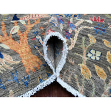 Load image into Gallery viewer, 9&#39;x12&#39; Dim Gray, Afghan Peshawar with Birds of Paradise Design, Soft and Velvety Wool, Hand Knotted, Vegetable Dyes, Oriental Rug FWR121044