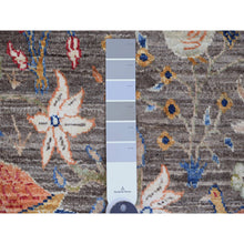 Load image into Gallery viewer, 9&#39;x12&#39; Dim Gray, Afghan Peshawar with Birds of Paradise Design, Soft and Velvety Wool, Hand Knotted, Vegetable Dyes, Oriental Rug FWR121044