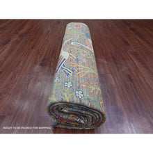 Load image into Gallery viewer, 9&#39;x12&#39; Dim Gray, Afghan Peshawar with Birds of Paradise Design, Soft and Velvety Wool, Hand Knotted, Vegetable Dyes, Oriental Rug FWR121044