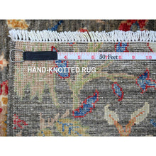 Load image into Gallery viewer, 9&#39;x12&#39; Dim Gray, Afghan Peshawar with Birds of Paradise Design, Soft and Velvety Wool, Hand Knotted, Vegetable Dyes, Oriental Rug FWR121044