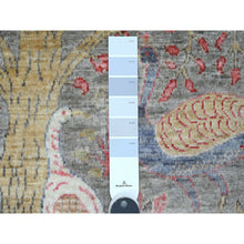 Load image into Gallery viewer, 5&#39;9&quot;x5&#39;9&quot; Medium Gray, Hand Knotted, Afghan Peshawar with Birds of Paradise Design, Soft Wool, Natural Dyes, Round, Oriental Rug FWR121050
