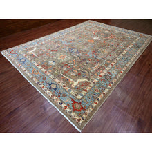 Load image into Gallery viewer, 9&#39;10&quot;x13&#39;7&quot; Walnut Brown, Peshawar with Bijar Garus Design, Colorful Pattern, Hand Knotted, Vegetable Dyes, Densely Woven, High Mountain Wool, Oriental Rug FWR121056
