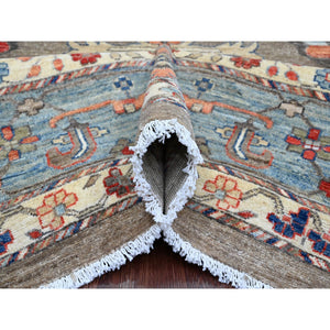 9'10"x13'7" Walnut Brown, Peshawar with Bijar Garus Design, Colorful Pattern, Hand Knotted, Vegetable Dyes, Densely Woven, High Mountain Wool, Oriental Rug FWR121056