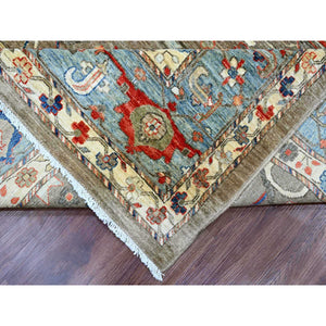 9'10"x13'7" Walnut Brown, Peshawar with Bijar Garus Design, Colorful Pattern, Hand Knotted, Vegetable Dyes, Densely Woven, High Mountain Wool, Oriental Rug FWR121056