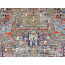 Load image into Gallery viewer, 9&#39;10&quot;x13&#39;7&quot; Walnut Brown, Peshawar with Bijar Garus Design, Colorful Pattern, Hand Knotted, Vegetable Dyes, Densely Woven, High Mountain Wool, Oriental Rug FWR121056