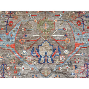 9'10"x13'7" Walnut Brown, Peshawar with Bijar Garus Design, Colorful Pattern, Hand Knotted, Vegetable Dyes, Densely Woven, High Mountain Wool, Oriental Rug FWR121056
