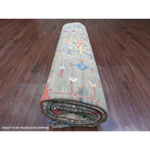 9'10"x13'7" Walnut Brown, Peshawar With Bijar Garus Design, Colorful Pattern, Hand Knotted, Vegetable Dyes, Densely Woven, High Mountain Wool, Oriental Rug FWR121056