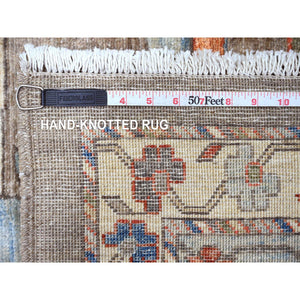9'10"x13'7" Walnut Brown, Peshawar with Bijar Garus Design, Colorful Pattern, Hand Knotted, Vegetable Dyes, Densely Woven, High Mountain Wool, Oriental Rug FWR121056