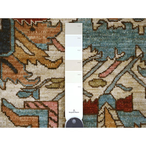 8'x10' Pristine White, Peshawar Serapi Heriz All Over Design, Vegetable Dyes, High Mountain Wool, Hand Knotted, Oriental Rug FWR121062