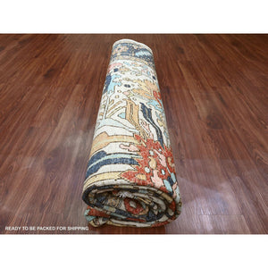 8'x10' Pristine White, Peshawar Serapi Heriz All Over Design, Vegetable Dyes, High Mountain Wool, Hand Knotted, Oriental Rug FWR121062