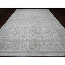 Load image into Gallery viewer, 11&#39;7&quot;x14&#39;10&quot; Alabaster White, Hand Knotted, Washed Out Peshawar With All Over Vines Design, Vegetable Dyes, 100% Wool, Oversized, Oriental Rug FWR121074