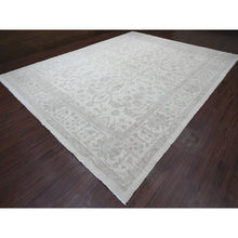 Load image into Gallery viewer, 11&#39;7&quot;x14&#39;10&quot; Alabaster White, Hand Knotted, Washed Out Peshawar With All Over Vines Design, Vegetable Dyes, 100% Wool, Oversized, Oriental Rug FWR121074