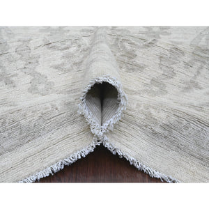 11'7"x14'10" Alabaster White, Hand Knotted, Washed Out Peshawar With All Over Vines Design, Vegetable Dyes, 100% Wool, Oversized, Oriental Rug FWR121074