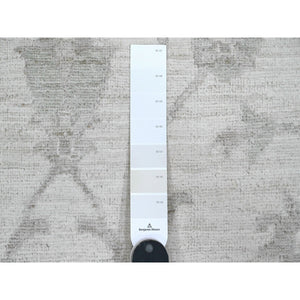 11'7"x14'10" Alabaster White, Hand Knotted, Washed Out Peshawar With All Over Vines Design, Vegetable Dyes, 100% Wool, Oversized, Oriental Rug FWR121074