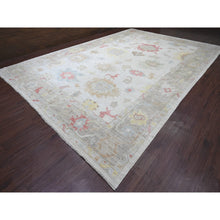 Load image into Gallery viewer, 12&#39;x17&#39;4&quot; Cotton White, Afghan Angora Oushak With Large Leaf Design, Hand Knotted, Vegetable Dyes, 100% Wool, Oversized, Oriental Rug FWR121086