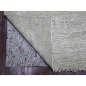 14'x19'6" Pastel Gray, Natural Dyes, Afghan Angora Oushak With Geometric Leaf Design, Hand Knotted, 100% Wool, Oversized, Oriental Rug FWR121098