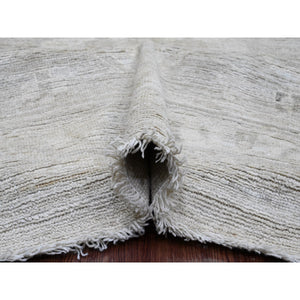 14'x19'6" Pastel Gray, Natural Dyes, Afghan Angora Oushak With Geometric Leaf Design, Hand Knotted, 100% Wool, Oversized, Oriental Rug FWR121098