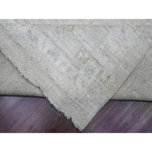 14'x19'6" Pastel Gray, Natural Dyes, Afghan Angora Oushak With Geometric Leaf Design, Hand Knotted, 100% Wool, Oversized, Oriental Rug FWR121098