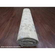 Load image into Gallery viewer, 11&#39;1&quot;x15&#39;2&quot; Misty Gray, White Wash Peshawar with Floral Motifs, Hand Knotted, Vegetable Dyes, 100% Wool, Oversized, Oriental Rug FWR121104