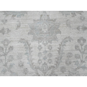 10'x13'8" Cotton White, Washed Out Peshawar With All Over Pattern, Natural Dyes, 100% Wool, Hand Knotted, Oriental Rug FWR121110