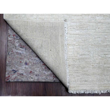Load image into Gallery viewer, 8&#39;9&quot;x11&#39;5&quot; Bone White, 100% Wool, Stone Washed Peshawar with Faded Out Leaf Design, Hand Knotted, Veggie Dyes, Oriental Rug FWR121116