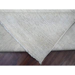 8'9"x11'5" Bone White, 100% Wool, Stone Washed Peshawar with Faded Out Leaf Design, Hand Knotted, Veggie Dyes, Oriental Rug FWR121116