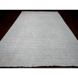 9'10"x13'3" Oyster White, Afghan Angora Oushak with All Over Design, Veggie Dyes, Hand Knotted, Pure Wool, Oriental Rug FWR121146