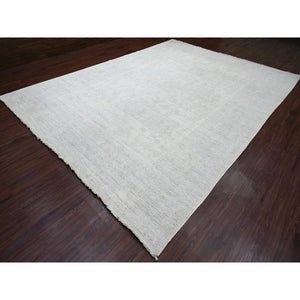9'10"x13'3" Oyster White, Afghan Angora Oushak With All Over Design, Veggie Dyes, Hand Knotted, Pure Wool, Oriental Rug Sh20190