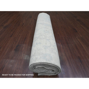 9'10"x13'3" Oyster White, Afghan Angora Oushak with All Over Design, Veggie Dyes, Hand Knotted, Pure Wool, Oriental Rug FWR121146