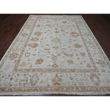 Load image into Gallery viewer, 9&#39;2&quot;x12&#39; Bone White, Afghan Angora Oushak With All Over Leaf Design, Hand Knotted, 100% Wool, Veggie Dyes, Oriental Rug FWR121158