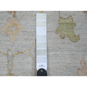 9'2"x12' Bone White, Afghan Angora Oushak With All Over Leaf Design, Hand Knotted, 100% Wool, Veggie Dyes, Oriental Rug FWR121158