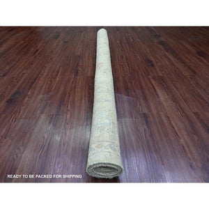 6'2"x6'2" Laurel Green, Afghan Angora Oushak With Floral Pattern, Hand Knotted, Vegetable Dyes, 100% Wool, Square, Oriental Rug FWR121188