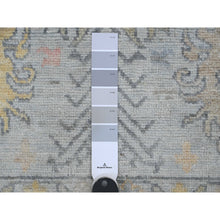 Load image into Gallery viewer, 6&#39;1&quot;x6&#39;1&quot; Misty Gray, 100% Wool, Afghan Angora Oushak with Geometric Leaf Design, Hand Knotted, Veggie Dyes, Square, Oriental Rug FWR121212
