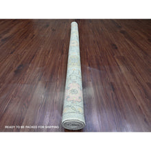 Load image into Gallery viewer, 6&#39;1&quot;x6&#39;1&quot; Misty Gray, 100% Wool, Afghan Angora Oushak with Geometric Leaf Design, Hand Knotted, Veggie Dyes, Square, Oriental Rug FWR121212