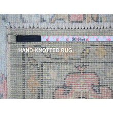 Load image into Gallery viewer, 6&#39;1&quot;x6&#39;1&quot; Misty Gray, 100% Wool, Afghan Angora Oushak With Geometric Leaf Design, Hand Knotted, Veggie Dyes, Square, Oriental Rug FWR121212