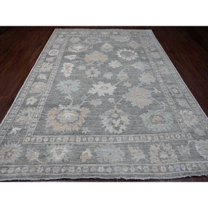 8'10"x11'10" Nevada Gray, Afghan Angora Oushak With Floral Pattern, Hand Knotted, Natural Dyes, 100% Wool, Oriental Rug FWR121230