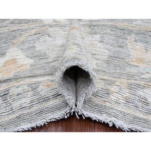 8'10"x11'10" Nevada Gray, Afghan Angora Oushak With Floral Pattern, Hand Knotted, Natural Dyes, 100% Wool, Oriental Rug FWR121230