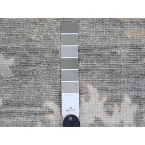 8'10"x11'10" Nevada Gray, Afghan Angora Oushak With Floral Pattern, Hand Knotted, Natural Dyes, 100% Wool, Oriental Rug FWR121230
