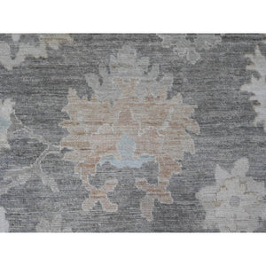 8'10"x11'10" Nevada Gray, Afghan Angora Oushak With Floral Pattern, Hand Knotted, Natural Dyes, 100% Wool, Oriental Rug FWR121230