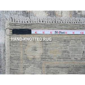 8'10"x11'10" Nevada Gray, Afghan Angora Oushak With Floral Pattern, Hand Knotted, Natural Dyes, 100% Wool, Oriental Rug FWR121230
