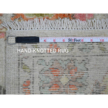 Load image into Gallery viewer, 4&#39;x5&#39;9&quot; Chiffon White, Afghan Angora Oushak With Colorful Leaf Pattern, Hand Knotted, Vegetable Dyes, 100% Wool, Oriental Rug FWR121254