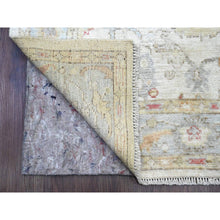 Load image into Gallery viewer, 4&#39;x15&#39;10&quot; Pearl White, Afghan Angora Oushak With Colorful Leaf Design, Veggie Dyes, Hand Knotted, 100% Wool, Xl Runner, Oriental Rug FWR121260