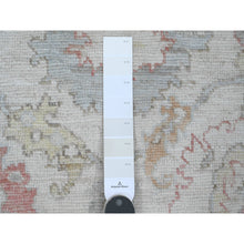 Load image into Gallery viewer, 4&#39;x15&#39;10&quot; Pearl White, Afghan Angora Oushak With Colorful Leaf Design, Veggie Dyes, Hand Knotted, 100% Wool, Xl Runner, Oriental Rug FWR121260